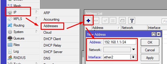 setting ip address untuk port forwarding di router mikrotik